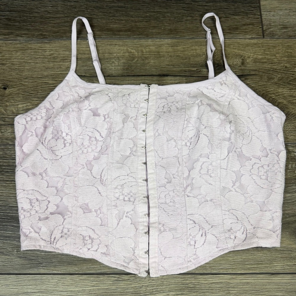 Floral‎ Lace Corset Bustier Top Lavender Lrg Cottagecore Coquette Boho Fairycore